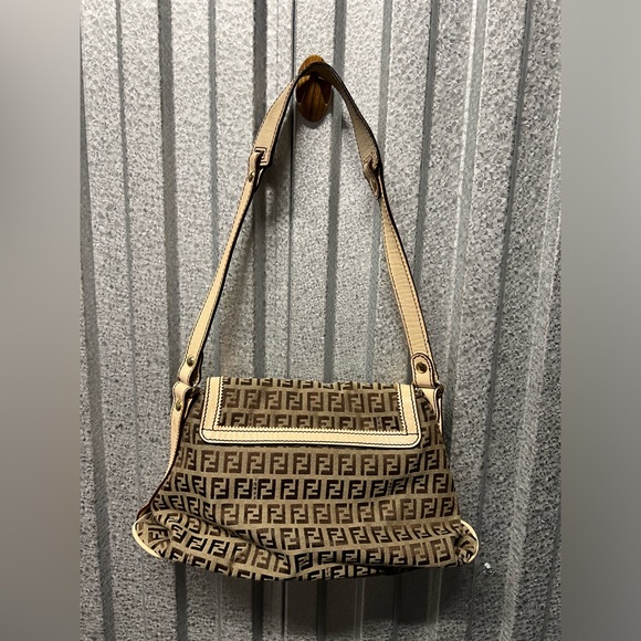 Fendi Bicolor Zucchino Flap Shoulder Bag Authentic‎ Vintage - Picture 2 of 12